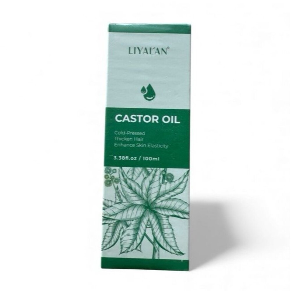 NEW Sealed Liyalan Castor Oil 3.38fl. oz Glass Bottle Cold Pressed Thickens Hair